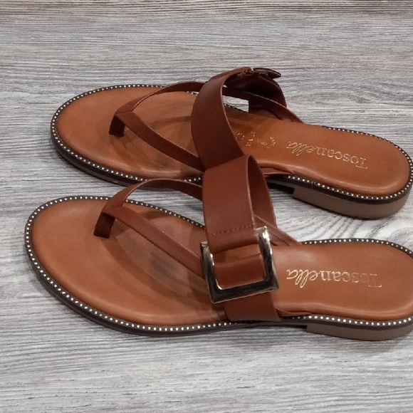 Toscanella Corinne Flat Sandal Women's Brown Sandals Size 9.5 - Picture 2 of 14